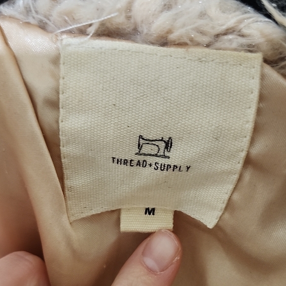 Thread & Supply Gold Cream Teddy Jacket Oversized Fuzzy - Picture 2 of 11